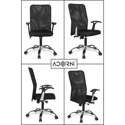 Adorn India Aura Breathable Mesh Mid Back Office/Study Chair (Black)