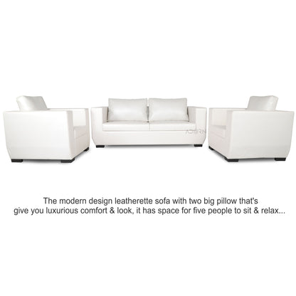 Adorn India Walton Leatherette 3-1-1 Sofa Set (White)