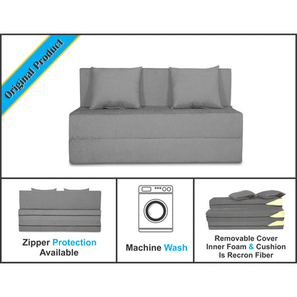 Adorn India Easy Two Seater Sofa Cum Bed Alyn 4'x 6' (Grey) (1 Year Warranty)