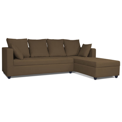 Adorn India Zink Straight line L Shape 6 Seater Sofa Plain Cushion(Camel)