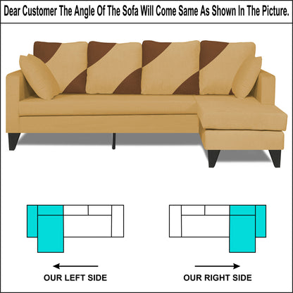Adorn India Denver L Shape 5 Seater Sofa Set RHS (Beige) (3 Year Warranty)