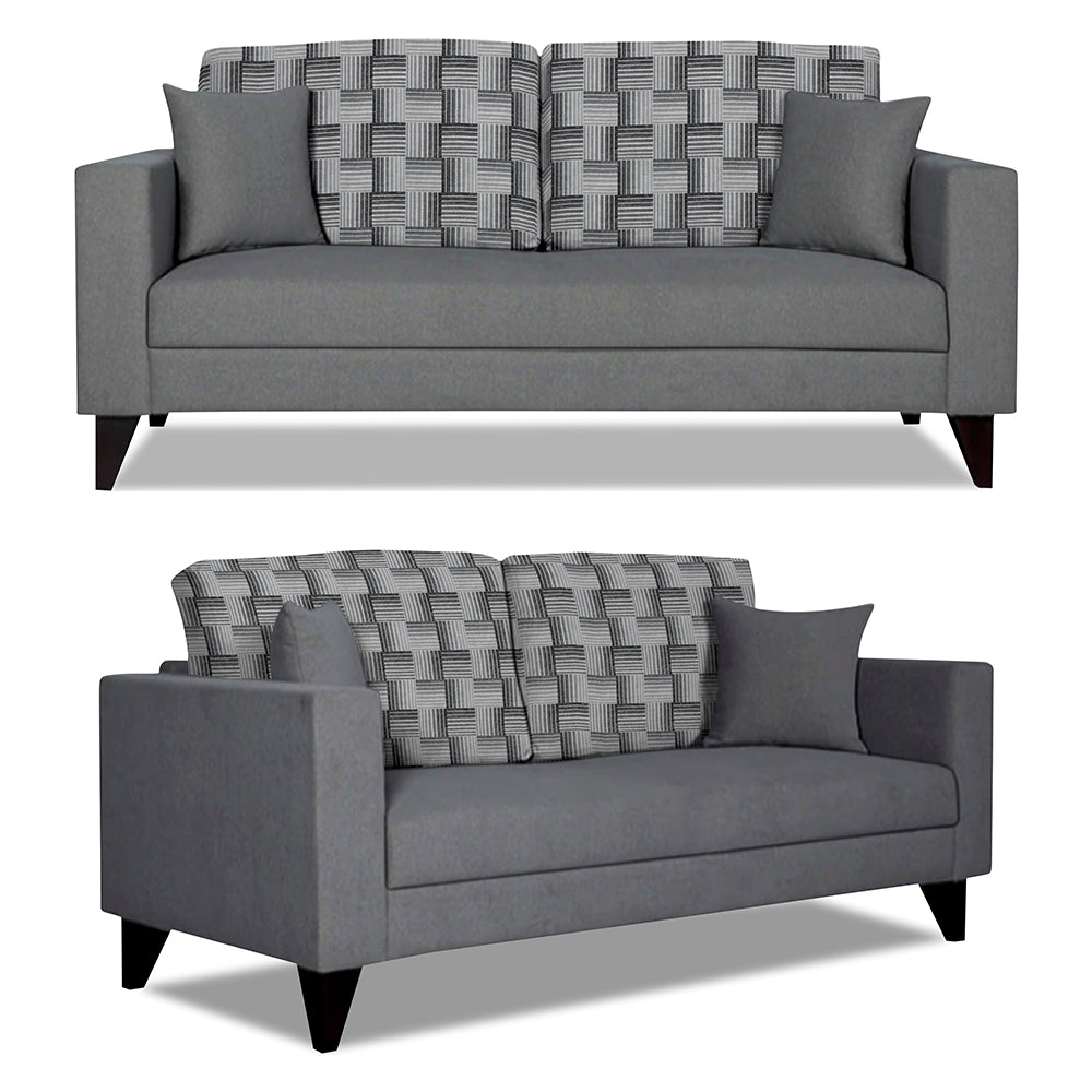 Adorn India Berlin Bricks 3+2 5 Seater Sofa Set (Grey) Martin Plus (3 Year Warranty)