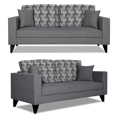 Adorn India Berlin Bricks 3+2 5 Seater Sofa Set (Grey) Martin Plus (3 Year Warranty)