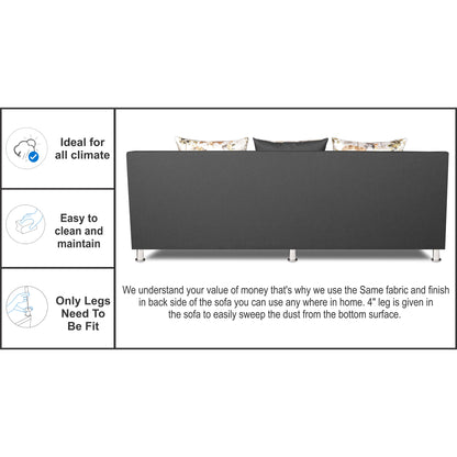 Adorn India Alica 3-1-1 5 Seater Sofa Set(Dark Grey)