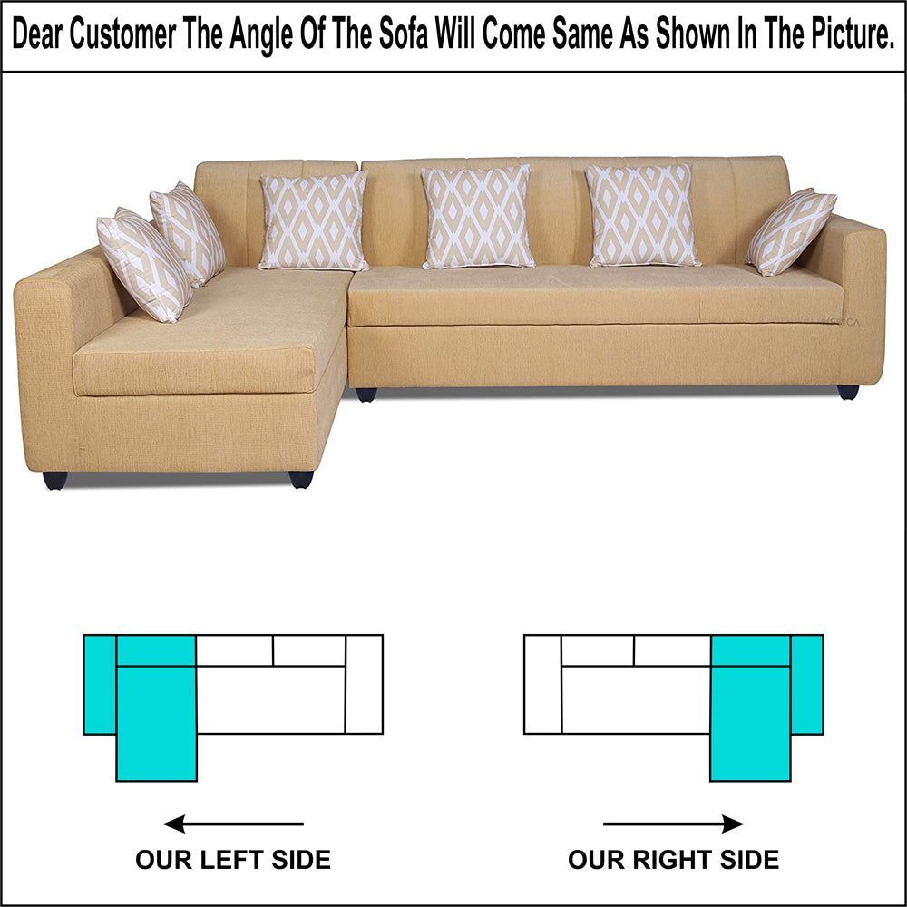 Adorn India Rio Highback L Shape 6 Seater corner Sofa Set (Left Side Handle) (Beige) (3 Year Warranty)