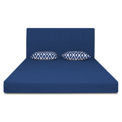 Adorn India Easy Highback Three Seater Sofa Cum Bed Rhombus 5' x 6' (Blue) (1 Year Warranty)