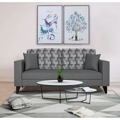 Adorn India Berlin Bricks 3 Seater Sofa (Grey) Martin Plus (3 Year Warranty)
