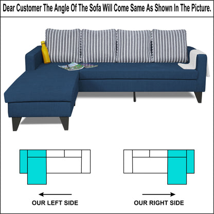Adorn India Chandler Stripes L Shape 5 Seater Sofa Set LHS (Blue) (3 Year Warranty)