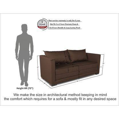 Adorn India Straight line 3 Seater Sofa Cum Bed (Brown), Wood, Foam