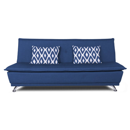 Adorn India Arden 3 Seater Rhombus Sofa Cum Bed Fabric (Blue)
