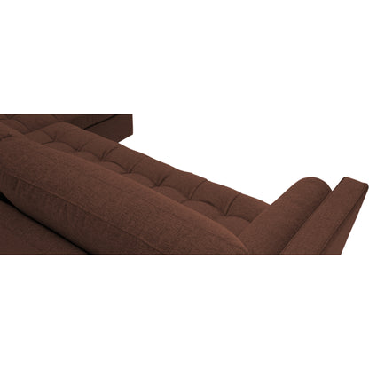 Adorn India Alexander L Shape 7 Seater Sofa Set with Ottoman Puffy RHS (Brown) (3 Year Warranty)
