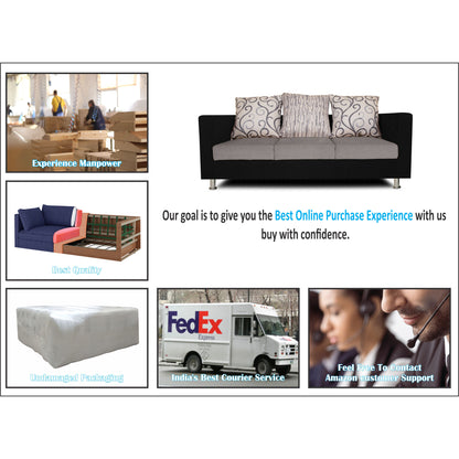 Adorn India Dexter Sofa Set 3-1-1 digitel Print (Grey & Black)