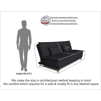 Adorn India Arden 4 Seater Sofa Cum Bed 4 x 6 (Black) (3 Year Warranty)