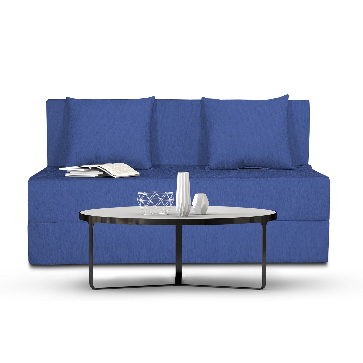 Adorn India Foam Easy 2 Seater Sofa Cum Bed Alyn 4'X 6' (Dark Blue) (1 Year Warranty)