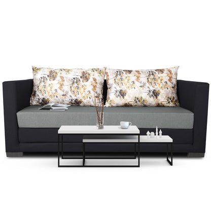 Adorn India Exclusive Two Tone Straight Line Three Seater Sofa Cum Bed (Black & Grey)