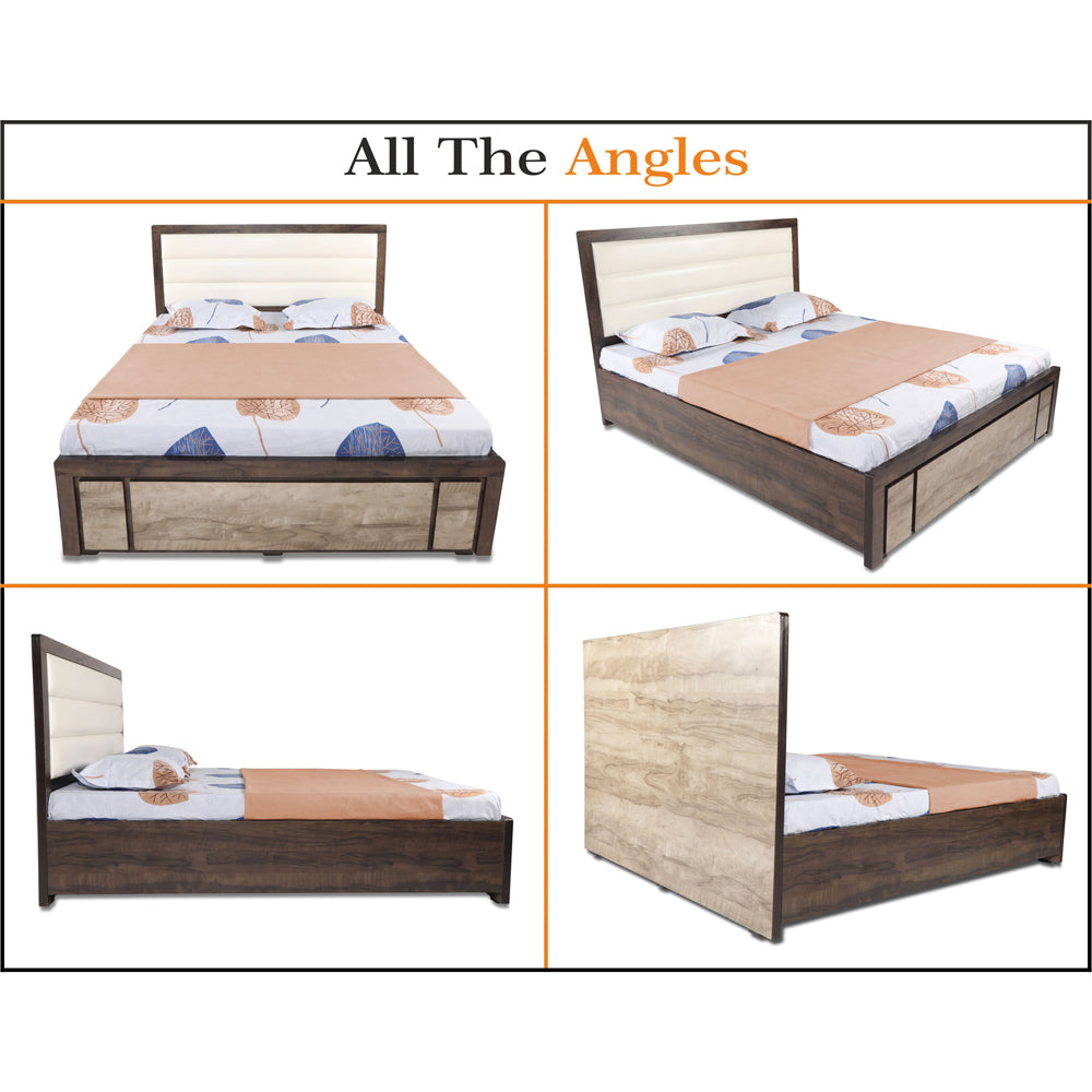 Adorn India Hypnos Engineered Box Spring Storage with Back Cushion Queen Size Bed (Matte Finish; Multi; Without Mattress)