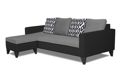 Adorn India Beetle Rhombus L Shape 5 Seater Sofa Set LHS (Grey & Black) (3 Year Warranty)