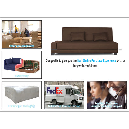 Adorn India Blake 3 Seater Sofa Cum Bed (Brown), Wood, Foam