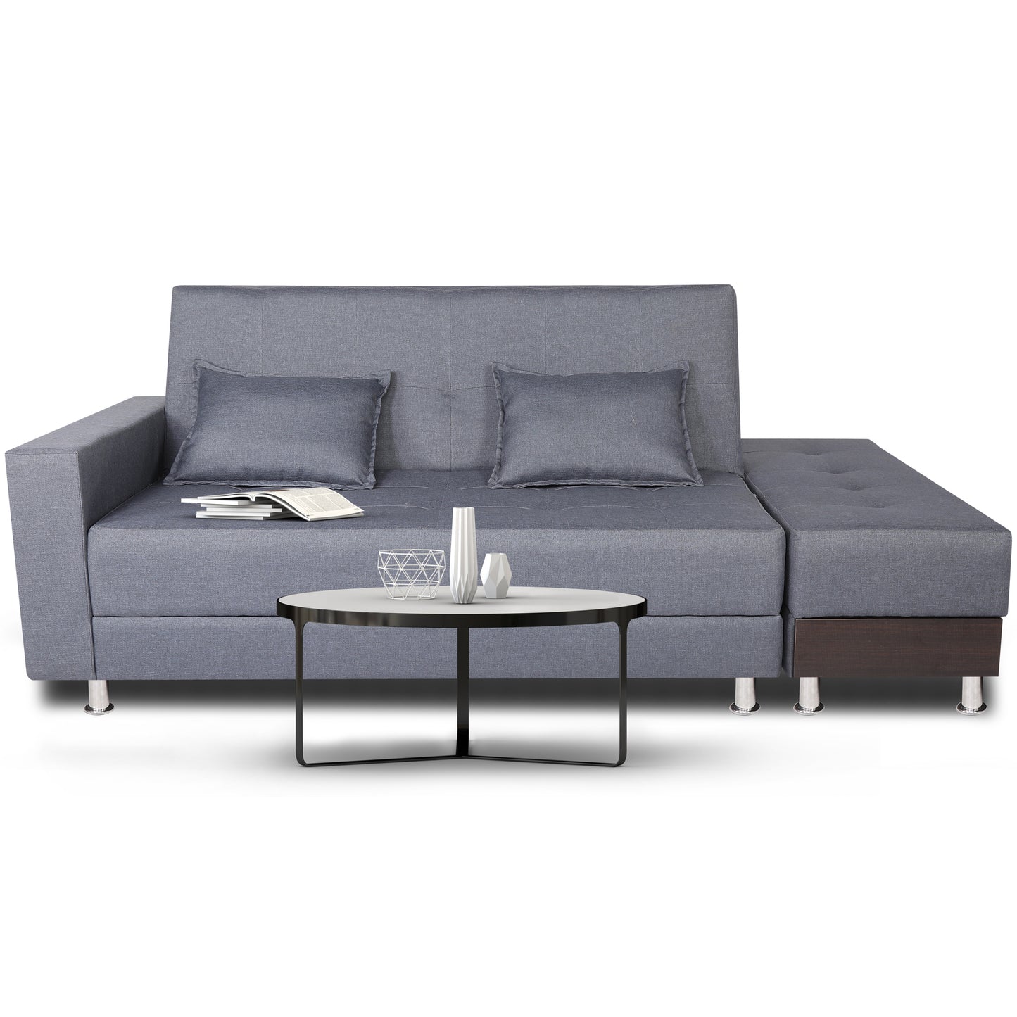 Adorn India Flora Sofa Cum bed (Dark Grey)