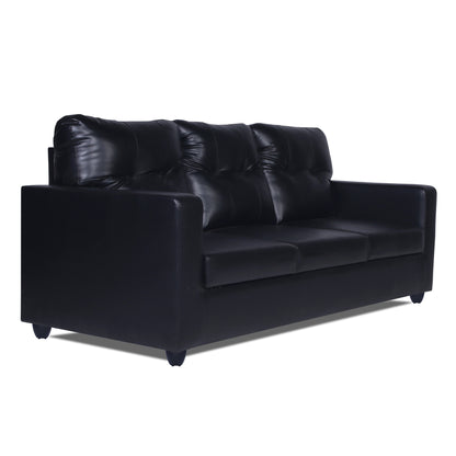 Adorn India Astor Leatherette 3+1+1 5 Seater Sofa Set (Black) (3 Year Warranty)