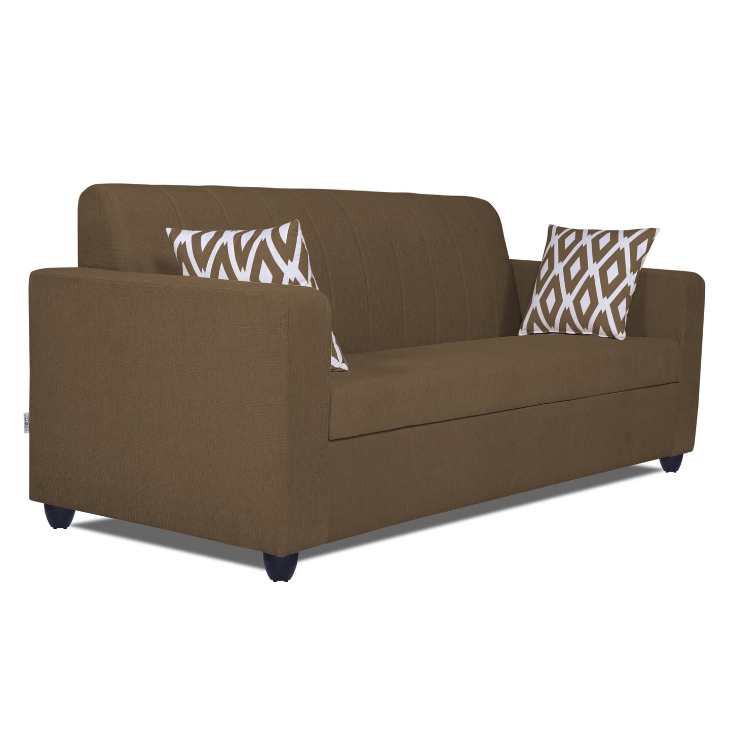 Adorn India Rio Highback 3 Seater Sofa (Brown) (3 Year Warranty)