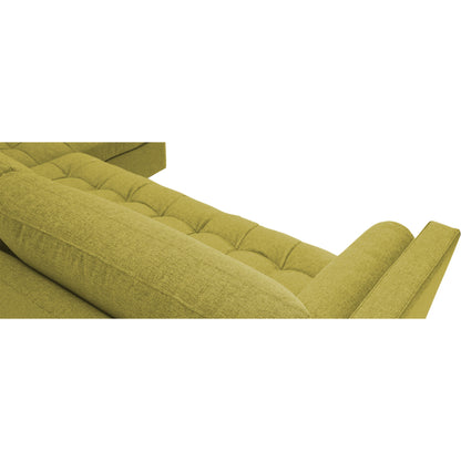 Adorn India Alexander L Shape 7 Seater Sofa Set with Ottoman Puffy RHS (Green) (3 Year Warranty)