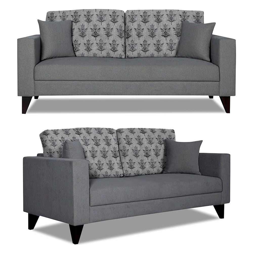 Adorn India Parker Leaf 3+2 5 Seater Sofa Set (Grey) Martin Plus (3 Year Warranty)