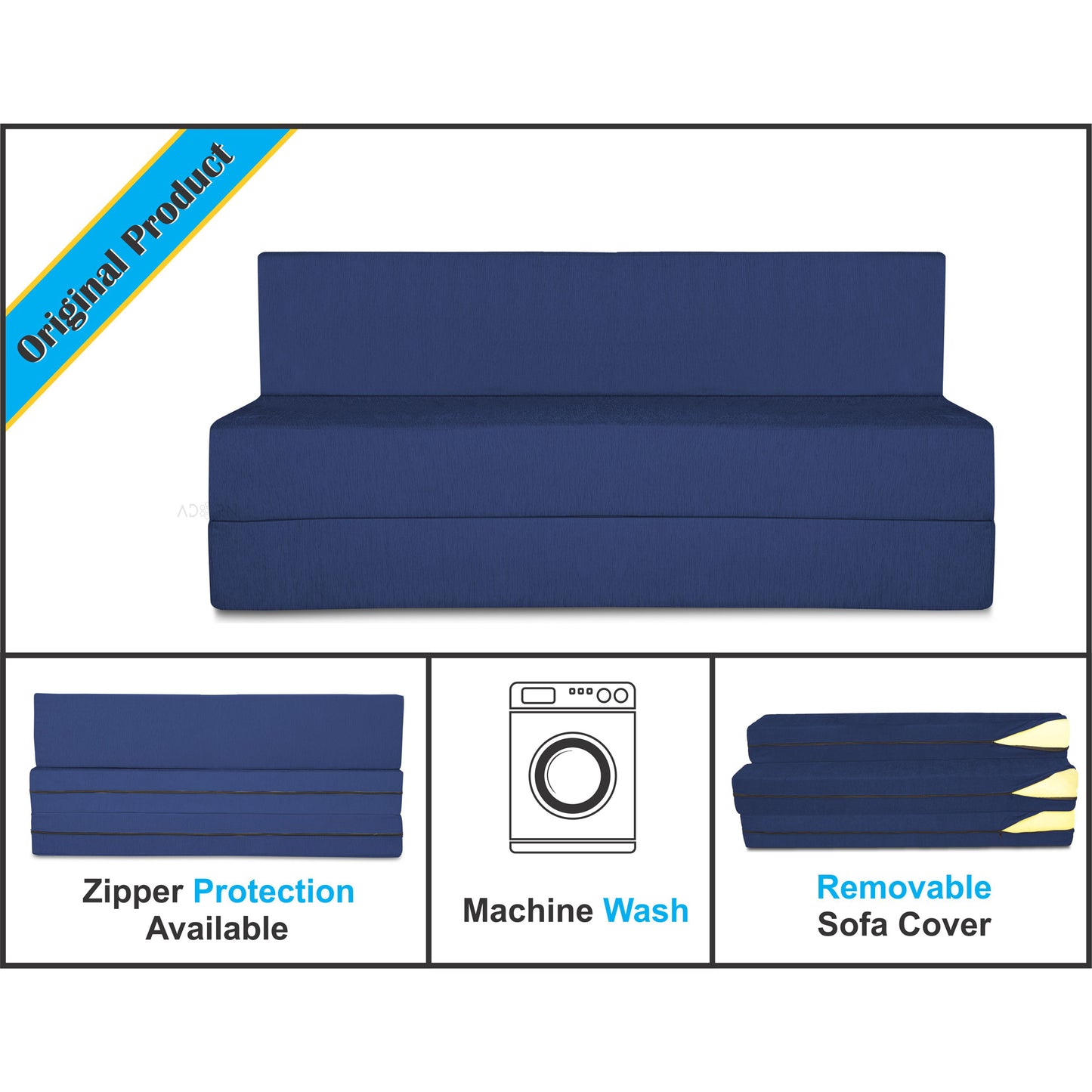 Adorn India Easy Treno 3 Seater Sofa Cum Bed Sit & Sleep Perfect for Guest, Colour Blue, 5'x6', (1 Year Warranty)