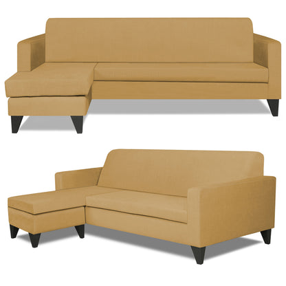 Adorn India Aladra L Shape Decent 5 Seater Sofa Set LHS (Beige) (3 Year Warranty)