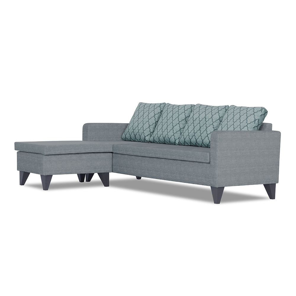 Adorn India Dorothy Blossom L Shape 5 Seater Sofa Set (Left Hand Side) (Grey) (3 Year Warranty)