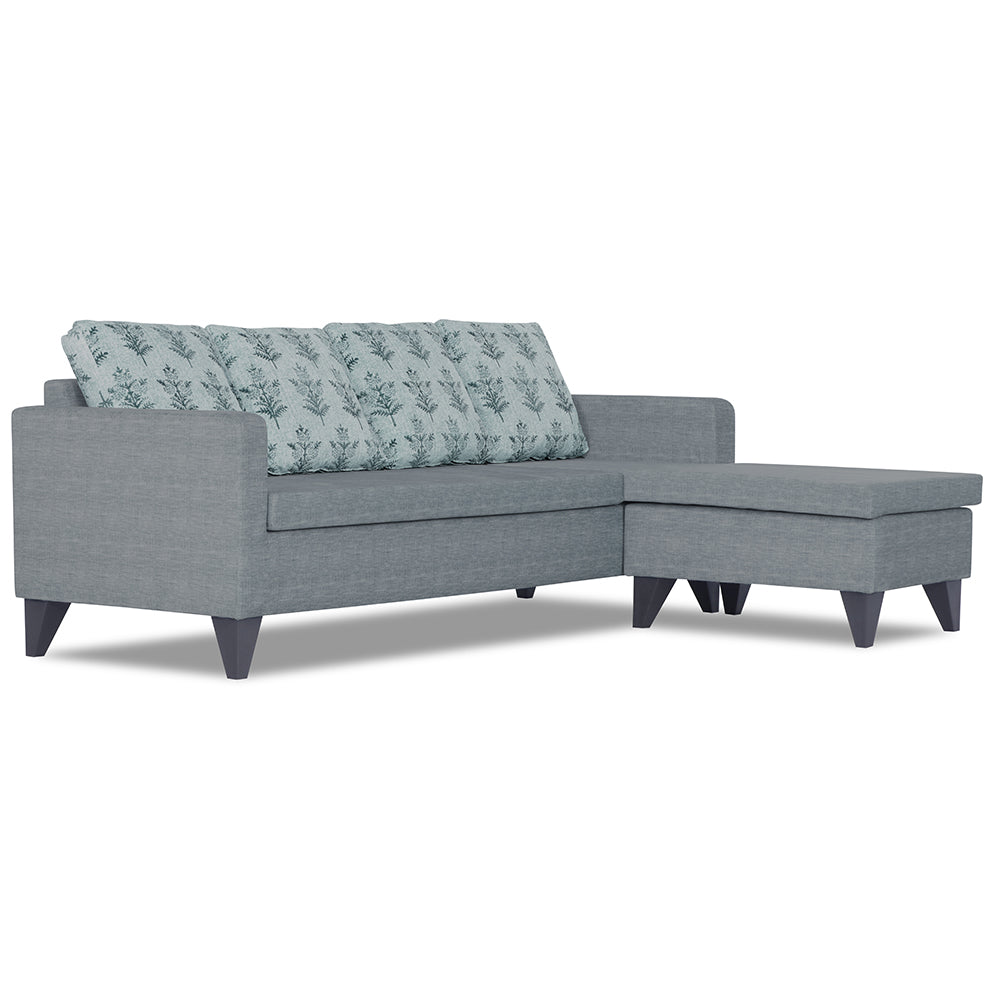 Adorn India Bruce Leaf L Shape 5 Seater Sofa Set RHS (Grey) (3 Year Warranty)