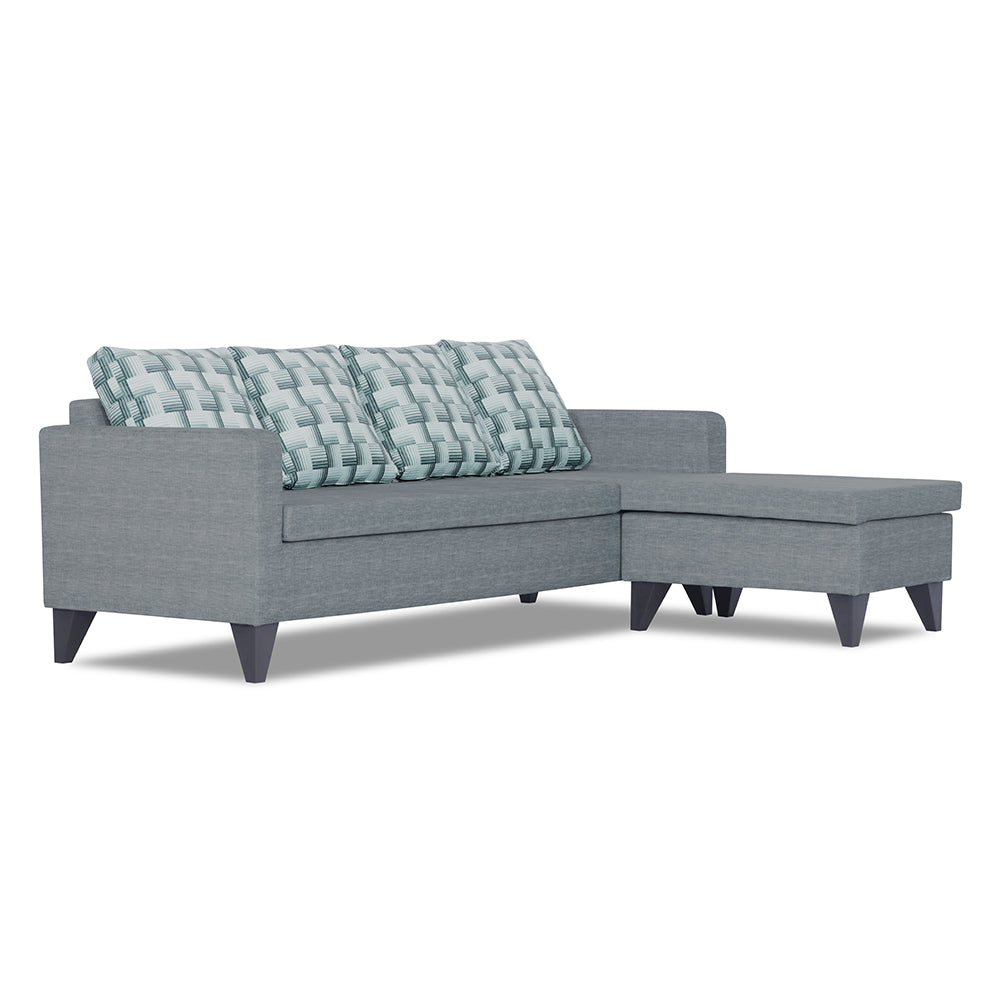 Adorn India Calloway Bricks L Shape 5 Seater Sofa Set (Right Hand Side) (Grey)