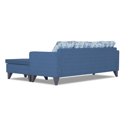 Adorn India Bruce Leaf L Shape 5 Seater Sofa Set RHS (Blue) (3 Year Warranty)
