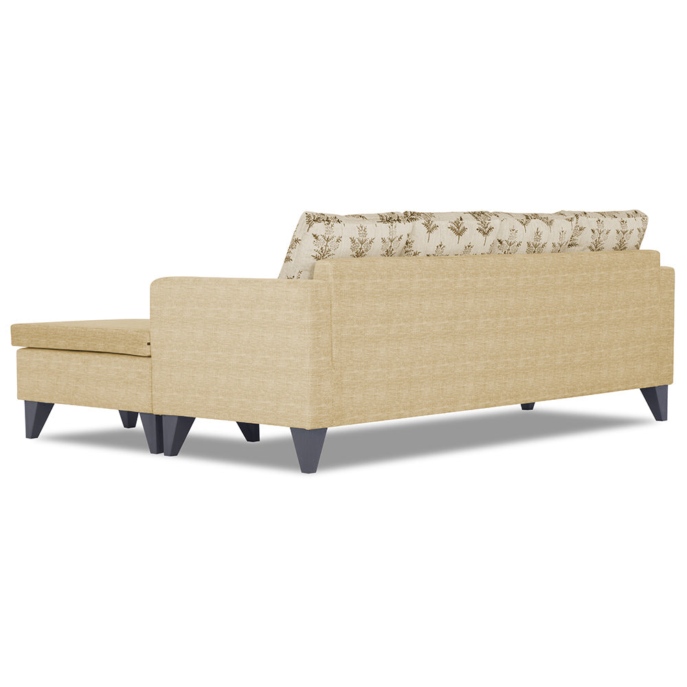 Adorn India Bruce Leaf L Shape 5 Seater Sofa Set RHS (Beige) (3 Year Warranty)