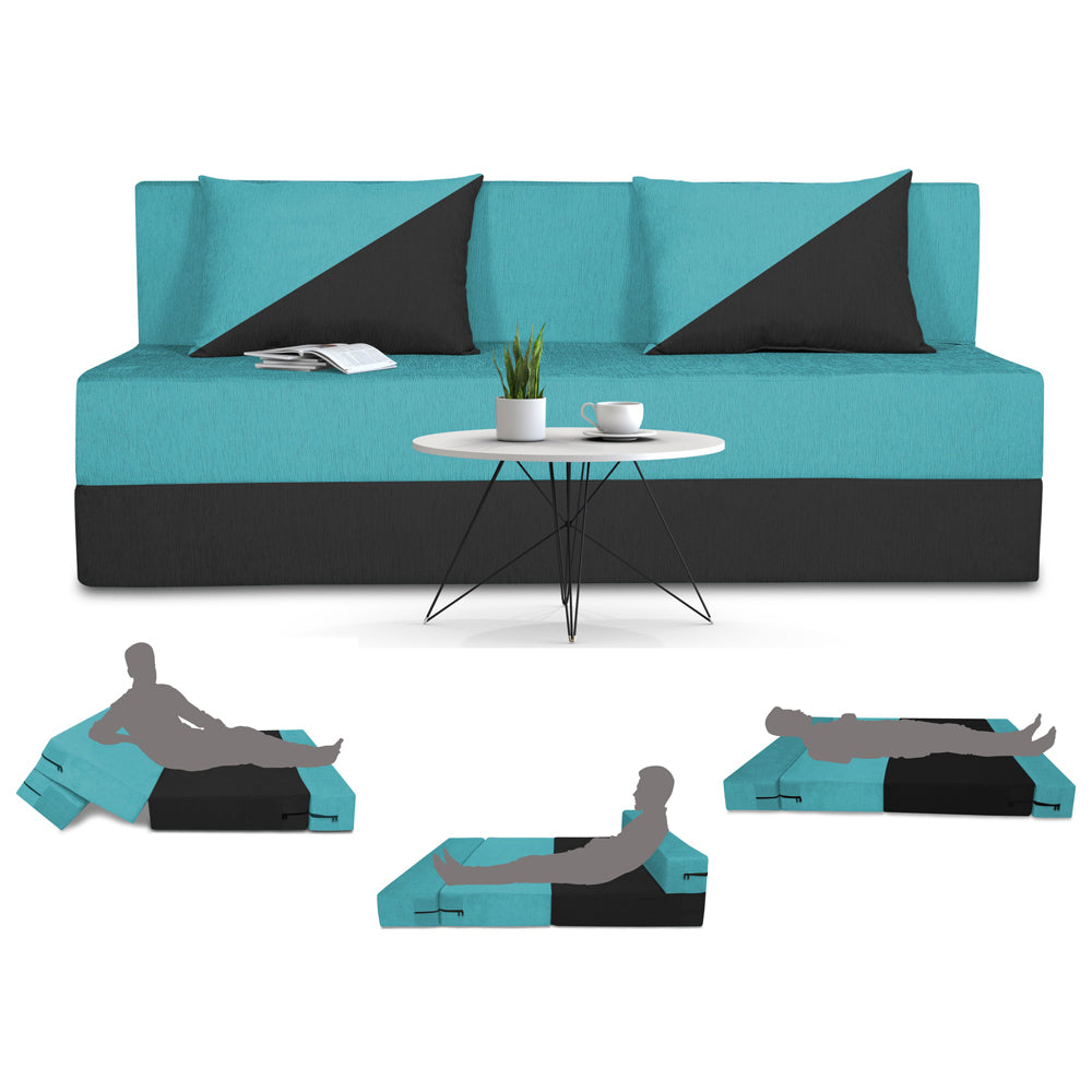 Adorn India Easy Desmond 4 Seater Sofa Cum Bed 6 x 6 (Rust & Black) (1 Year Warranty)