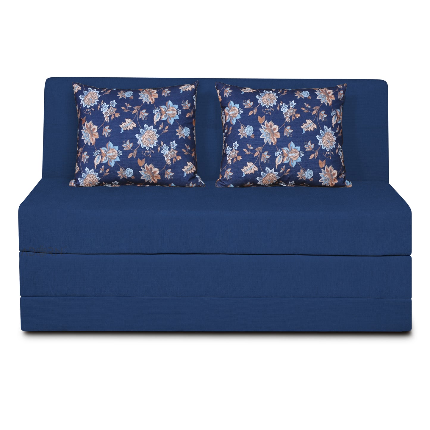 Adorn India Easy Highback Two Seater Sofa Cum Bed Floral 4' x 6' (Blue) (1 Year Warranty)