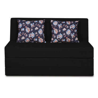 Adorn India Easy Highback Two Seater Sofa Cum Bed Floral 4' x 6' (Black) (1 Year Warranty)