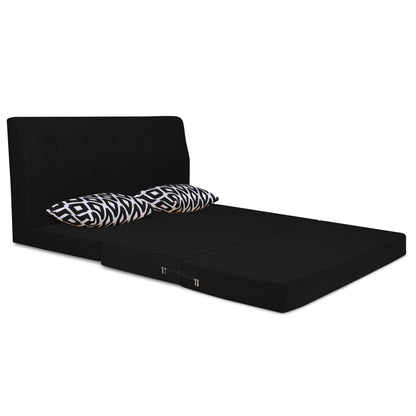 Adorn India Easy Highback Three Seater Sofa Cum Bed Rhombus 6' x 6' (Black) (1 Year Warranty)