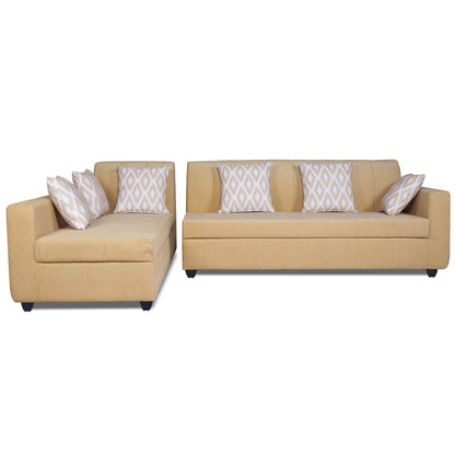 Adorn India Rio Highback L Shape 6 Seater corner Sofa Set (Left Side Handle) (Beige) (3 Year Warranty)