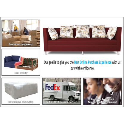 Adorn India Alica 3-1-1 5 Seater Sofa Set(Maroon)