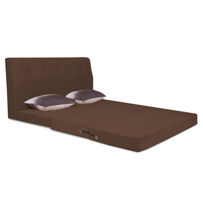 Adorn India Easy Highback Three Seater Sofa Cum Bed Wave 6' x 6' (Brown) (1 Year Warranty)