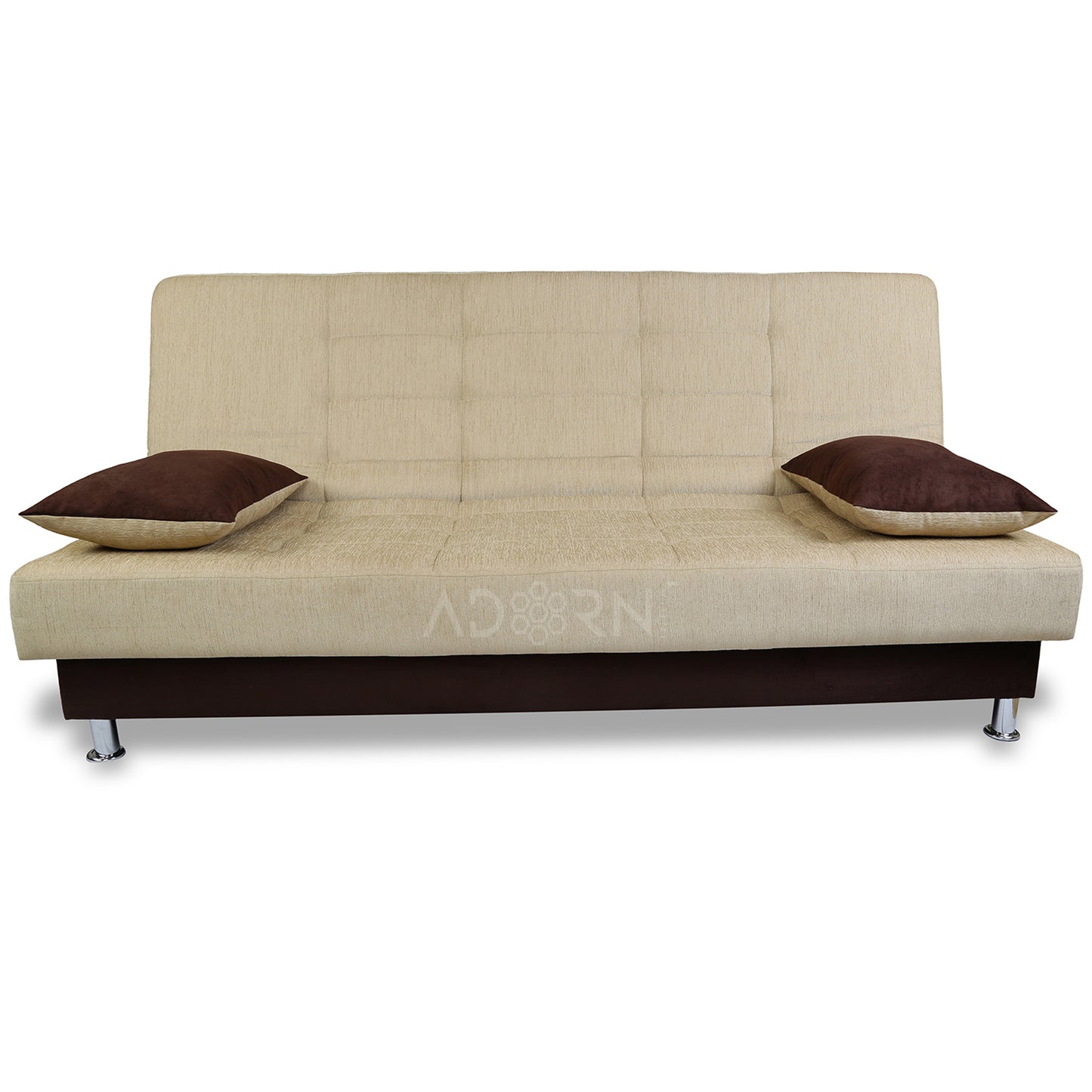 Adorn India Alyssum 3 Seater Sofa Cum Bed (Brown & Beige) Fabric