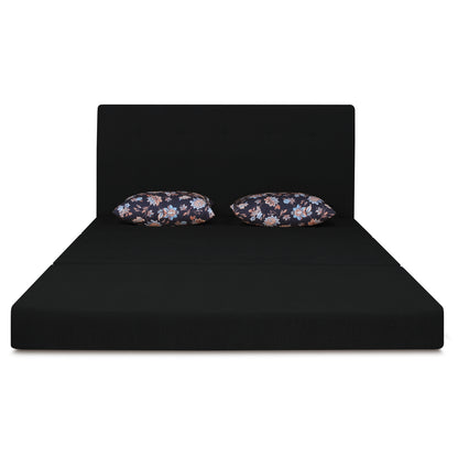 Adorn India Easy Highback Three Seater Sofa Cum Bed Floral 6' x 6' (Black) (1 Year Warranty)