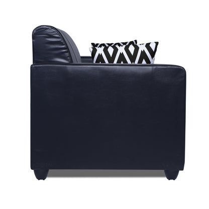 Adorn India Rio Highback Leatherette 3 Seater Sofa (Black) (3 Year Warranty)