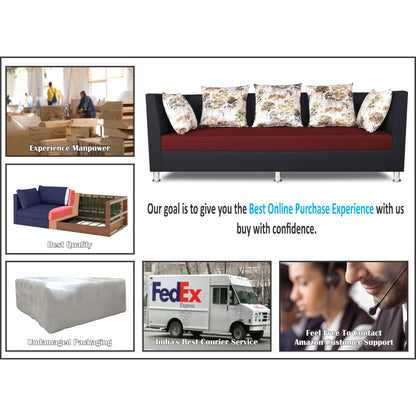 Adorn India Exclusive Two Tone Alica Three Seater Sofa (Maroon & Black)