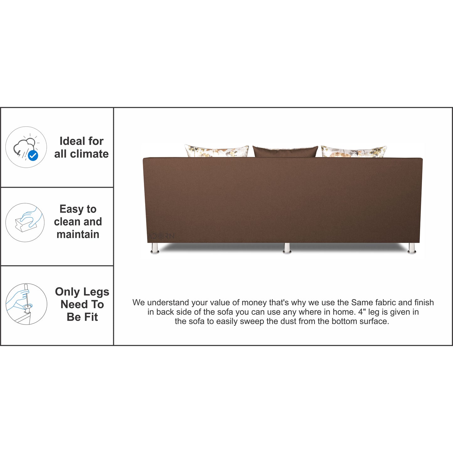 Adorn India Alica 3-1-1 5 Seater Sofa Set(Brown)