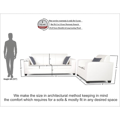 Adorn India Plush Leatherette 3-1-1 Sofa Set (White)