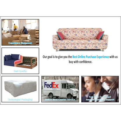 Adorn India Roselyn 3 Seater Sofa digitel Print (Beige)