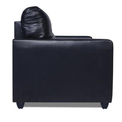 Adorn India Astor Leatherette 3+1+1 5 Seater Sofa Set (Black) (3 Year Warranty)
