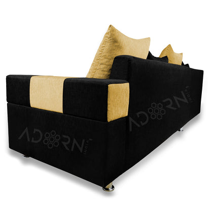 Adorn India Adillac 5 Seater Corner Sofa(Left Side Handle)(Yellow & Black)